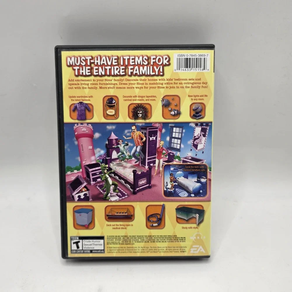 EA The Sims 2 Family Fun Stuff Yellow Expansion Pack Retro Sim Game